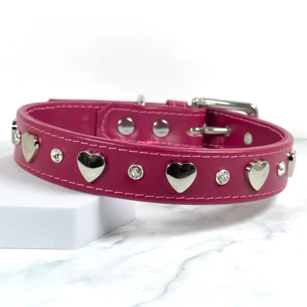 heart dog collar with crystals - dusky pink - petiquette