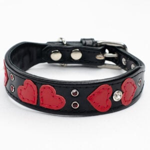 Queen of Hearts - wide crystal dog collar - Petiquette