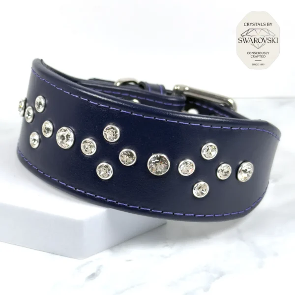 Diamond Sky Swarovski crystal whippet collar - purple velvet - petiquette
