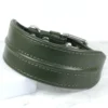 an Olive green leather Whippet collar with a raised line accent, handmade by Petiquette Collars