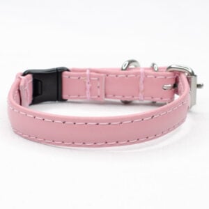 pink leather cat collar