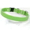 a lime green leather cat collar fitted with a breakaway safety buckle, handmade by Petiquette