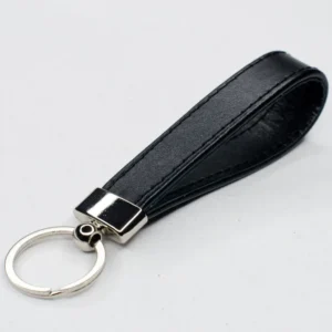 black leather keyring