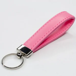 candyfloss pink leather keyring