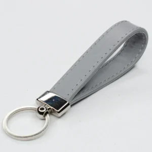 dove grey leather keyring