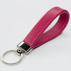 dusky pink leather keyring