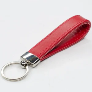 ruby red leather keyring