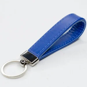 signal blue leather keyring