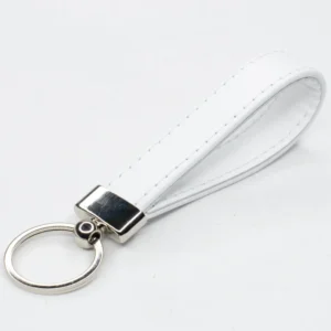 white leather keyring