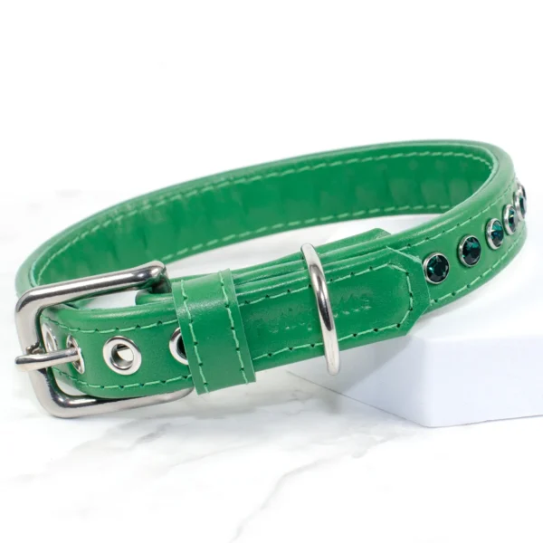 green Swarovski crystal dog collar - Petiquette Collars