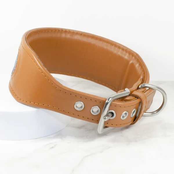 Tweed window leather greyhound collar - Petiquette Collars