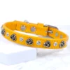 English Rose crystal dog collar in Daffodil yellow leather with silver rose studs and clear crystal stones - Petiquette Collars
