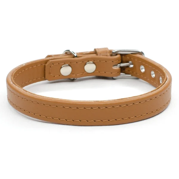 peanut butter tan leather dog collar - Petiquette Collars