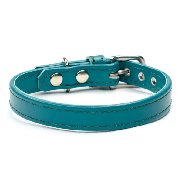 teal leather dog collar - Petiquette Collars