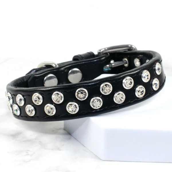 black rhinestone dog collar - Tilted Brilliance - Petiquette Collars