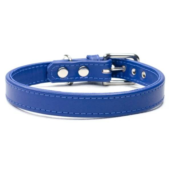 handmade blue leather dog collar - Petiquette Collars