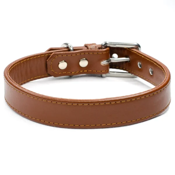 handmade brown leather dog collar - Petiquette Collars