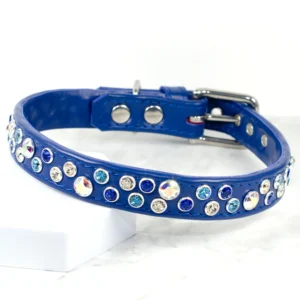 bling dog collar - Chaos Theory - Signal Blue - Petiquette Collars