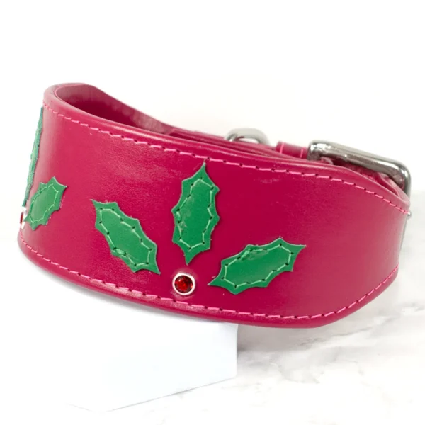Christmas Greyhound collar - Dusky Pink - Petiquette Collars