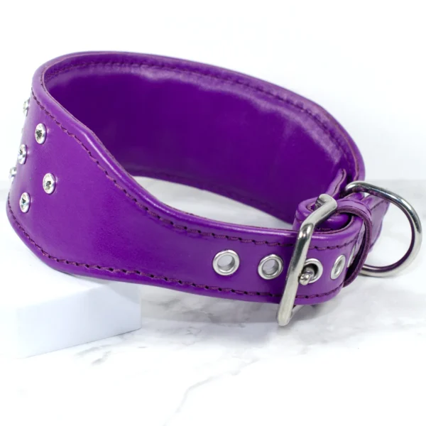 Proud as Punch rhinestone lurcher collar - Royal Purple - Petiquette Collars