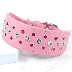 Razzle Dazzle bespoke whippet collar - Baby Pink - Petiquette Collars