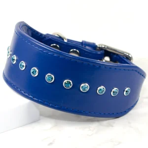 Rhinestone whippet collar - Park Lane - Signal Blue - Petiquette Collars
