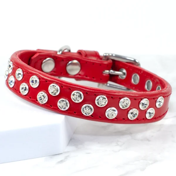 Tilted Brilliance rhinestone dog collar - Ruby - Petiquette Collars