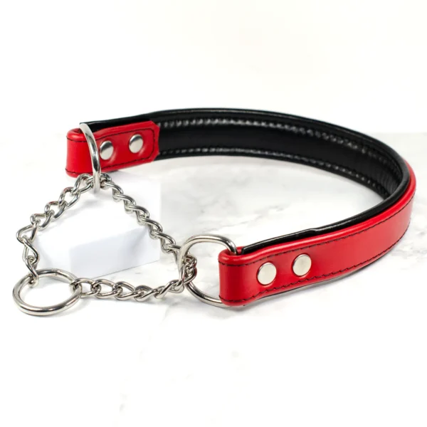 padded leather half check dog collar - Petiquette Collars