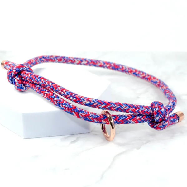 red, white and blue sliding knot house collar - petiquette collars