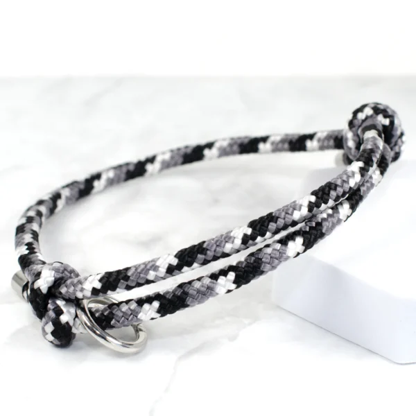 Black & White adjustable rope tag collar - Petiquette Collars