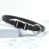 leather safety tag collar in black calf leather - Petiquette