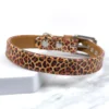 a leopard print leather dog collar handmade by Petiquette Collars