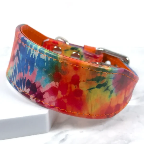 Tie Dye printed leather sighthound collar - Petiquette