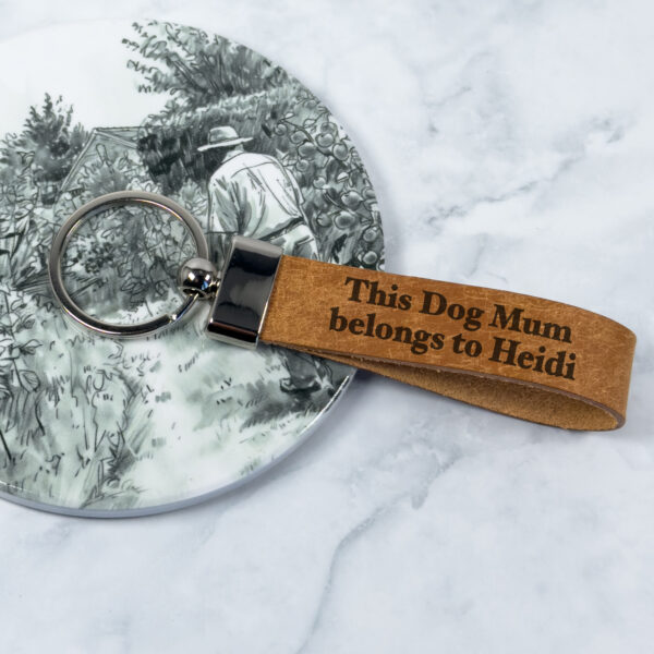 Dog Mum Personalised Leather Keyring