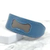 a baby blue Italian greyhound collar with a bone cutout by Petiquette