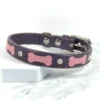 a dog collar with leather bones and Swarovski crystals by Petiquette Collars