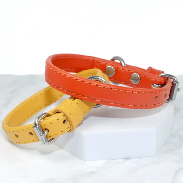 soft leather puppy collar in orange and jaffa - petiquette collars