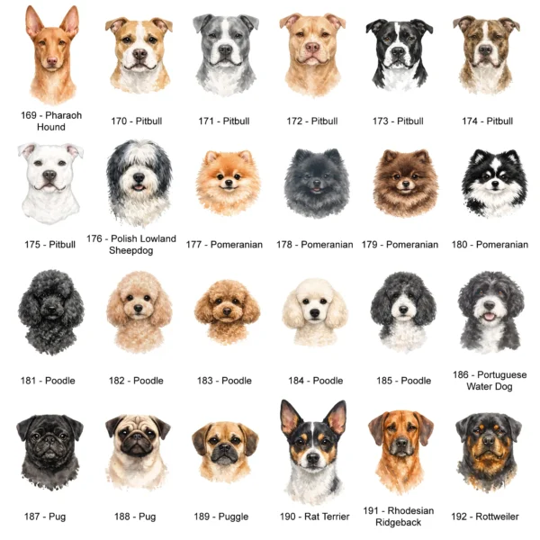 Dog ID Tag Breed Illustrations 169-192 - Petiquette Collars