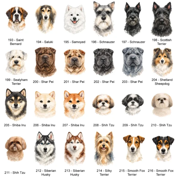 Dog ID Tag Breed Illustrations 193-216 - Petiquette Collars