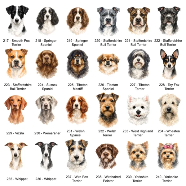 Dog ID Tag Breed Illustrations 217-240 - Petiquette Collars