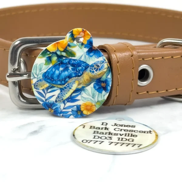 Hawaiian Turtle dog pet id tag by Petiquette Collars