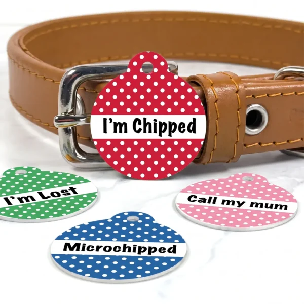 polka dot personalised pet id tag by Petiquette