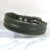 13.5" - 15.5" Ridge Leather Dog Collar in Olive