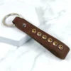 Brown Leather Keyring with Swarovski Crystal