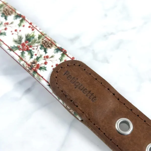 Christmas print leather dog collar by Petiquette
