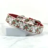 A Christmas holly printed leather dog collar by Petiquette Collars