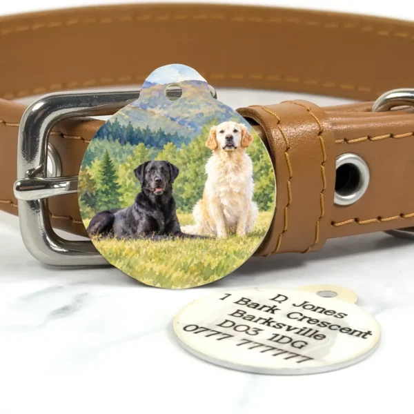 retriever pet id tag, personalised with contact details by Petiquette