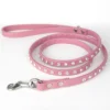 A full length Swarovski crystal dog lead in baby pink Italian leather, handmade by Petiquette